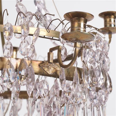 A Late Gustavian Gilt Brass And Cut Glass Eight Light Chandelier Circa