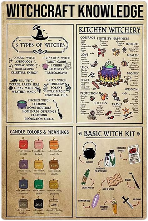 Amazon Witchcraft Knowledge Metal Tin Signs Vintage Witch