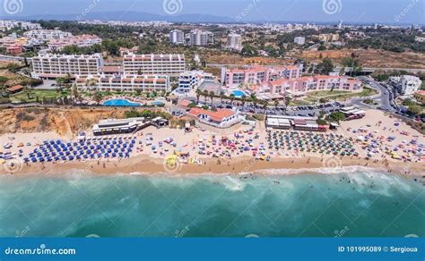 Aerial. Rocks and Beaches Near Beaches of Portimao. Stock Image - Image ...