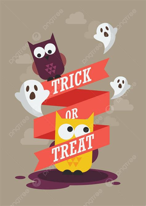 Truco O Trato Cartel De Halloween Búho Truco Escalofriante Vector PNG