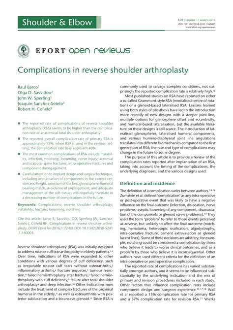 (PDF) Complications in reverse shoulder arthroplasty