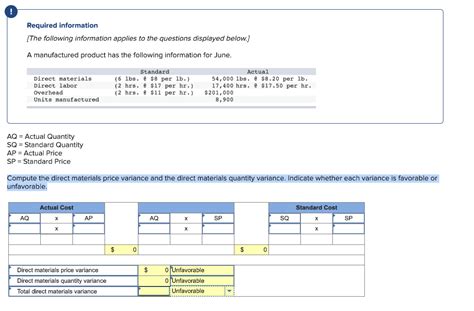 Solved Compute The Direct Materials Price Variance And The Chegg