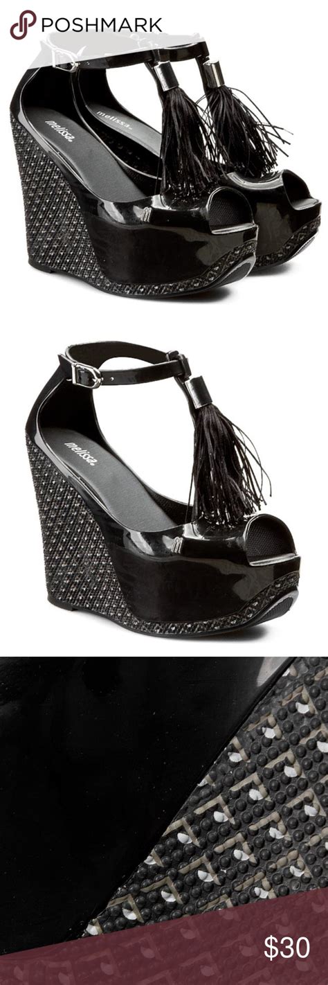 New Melissa Peace Wedge Black Sandal New Melissa Peace Wedge Black