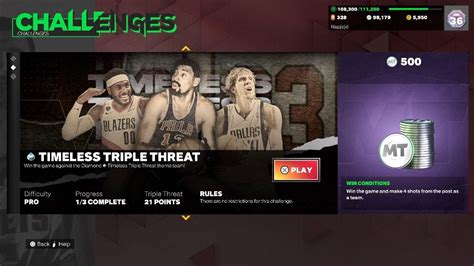 NBA 2K23 MyTEAM Skills Challenges Timeless Diamond Timeless Triple