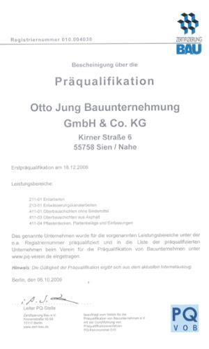 Zertifikate Bauunternehmung Otto Jung Gmbh Co Kg