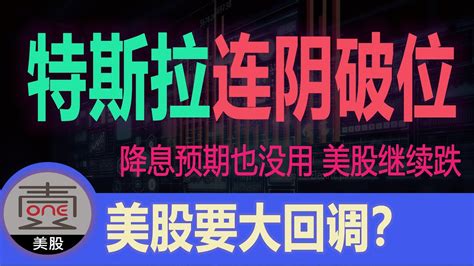 降息预期也没有用，美股继续跌，要出现大回调？特斯拉三连阴破位下跌，短线操作策略【美股分析】tsla Dia Soxl Asml Msft