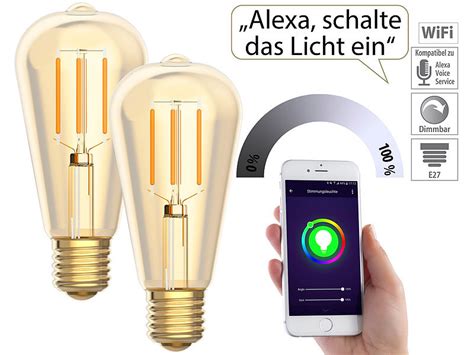 Luminea Home Control 2er Set LED Filament Lampen Komp Zu Amazon Alexa