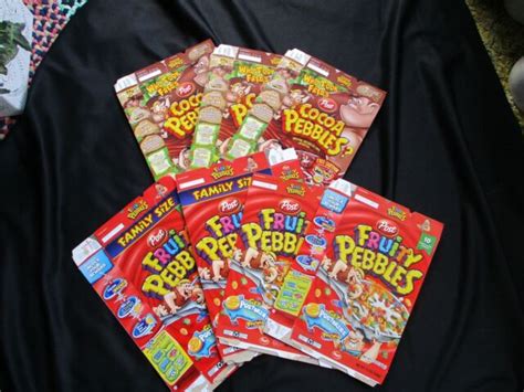 Vintage 2005 Post Fruity And Cocoa Pebbles Flintstones Empty Cereal