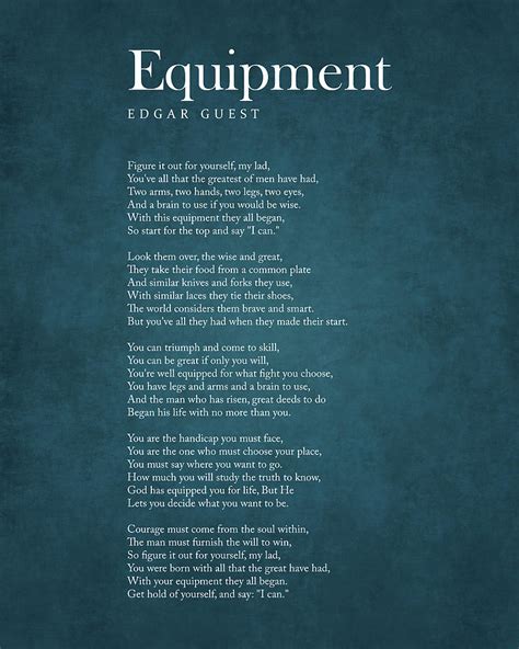 Equipment Edgar Guest Poem Literature Typography Print 2 Digital