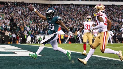 Philadelphia Eagles Running Back Miles Sanders Races Toward Left