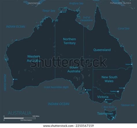 Australia Continent Map High Detailed Map Stock Vector (Royalty Free ...