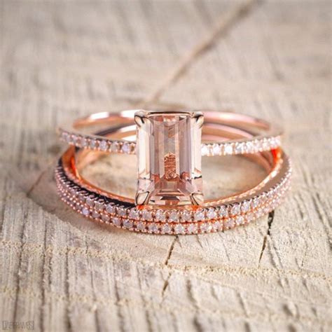 Limited Time Sale 2 50 Carat Morganite And Diamond Trio Ring Set In 10k