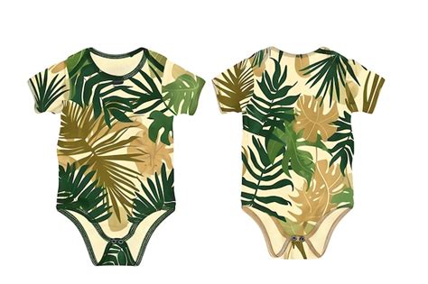 Premium Photo 2d Clothes Romper With Palm Leaves Bursting Pattern All