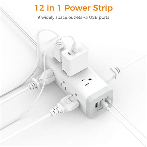 Snapklik Surge Protector Power Strip Ft Tessan Ultra Thin