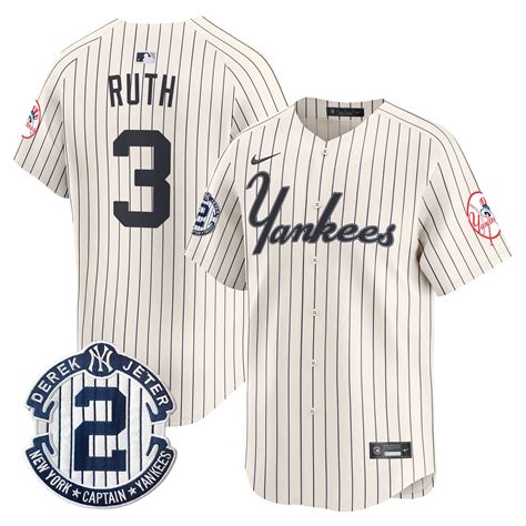 Mens Babe Ruth New York Yankees Throwback Vapor Premier Limited Pinstripe Cream Jersey All