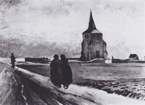 The Old Tower Of Nuenen With People Walking Painting By Vincent Van