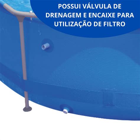 Piscina Borda Estruturada 5 200 Litros PVC 3 M X 76 Cm Cor Azul Kit