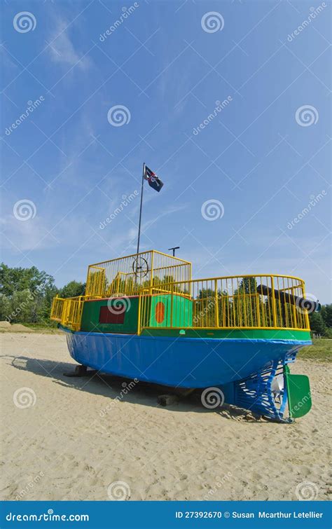 Childrens Playground Tugboat Pirate Ship Stock Photo Image Of Wheel