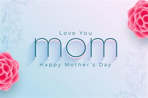 Free Vector Love You Mom Message Mothers Day Greeting