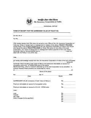 Lic Surrender Form Fill And Sign Printable Template Online