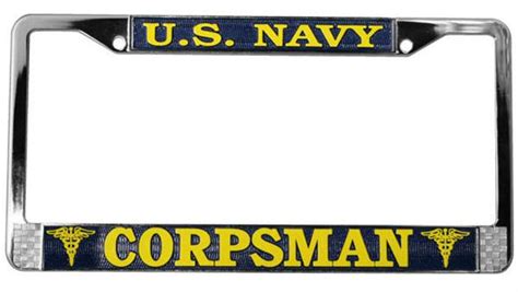 U S Navy Corpsman Metal License Plate Frame