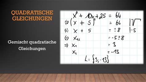 Quadratische Gleichungen Gemischt Quadratische Gleichungen Mathe