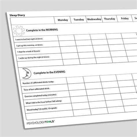 Sleep Diary - Psychology Tools