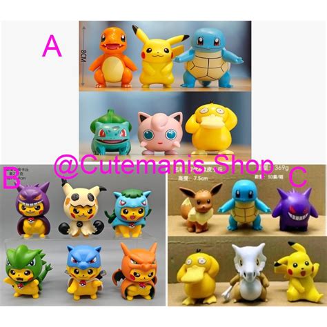 Jual Mainan Figure Pokemon Pikachu Set PVC Topper Hiasan Kue Isi 6 Pcs