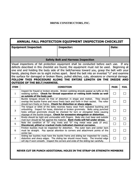 Safety Harness Checklist Fill Online Printable Fillable Blank