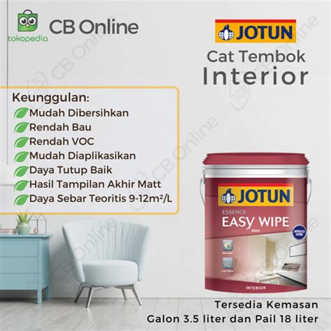 Jual CAT TEMBOK DALAM JOTUN ESSENCE EASY WIPE PUTIH 3 5L Jakarta