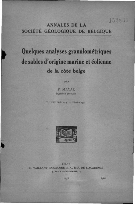 Pdf Quelques Analyses Granulom Triques De Sables D Origine B