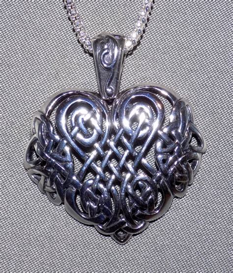 Large Sterling Silver Celtic Heart Knot Necklace