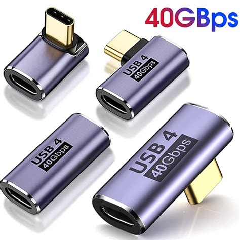 Usb4 0 40Gbps Adapter Usb C Mannelijk Naar Vrouwelijk 90 Graden 100W