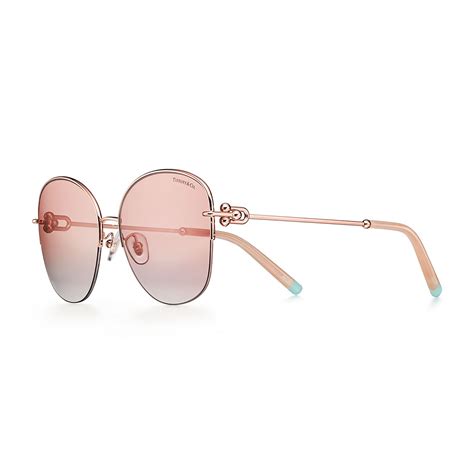 Tiffany Hardwear Sunglasses In Rose Gold Colored Metal With Pink Lenses Tiffany And Co