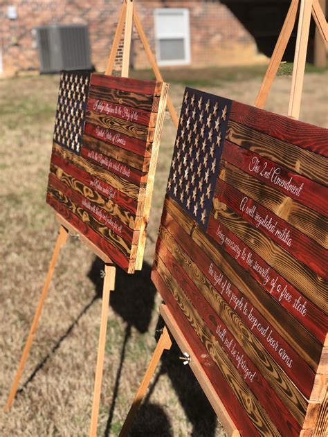 Rustic Handmade Second Amendment Wooden Flag Etsy