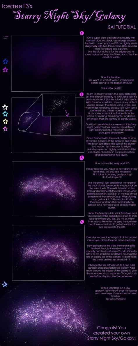 Icetree S Starry Night Sky Galaxy Sai Tutorial By Kazumimai On