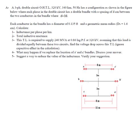 Solved A A 3 Ph Double Circuit Ohtl 320 Kv 340 Km 50