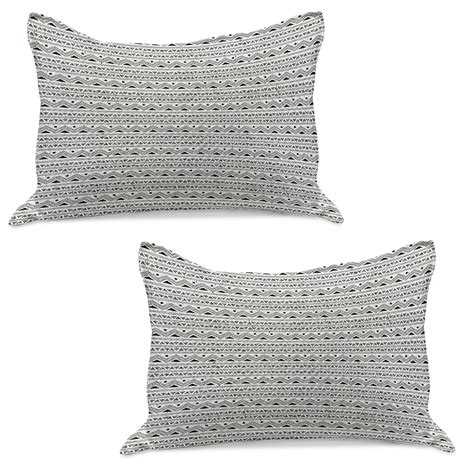 Tribal Knitted Quilt Pillowcover Set Of Native Hand Drawn Sketchy