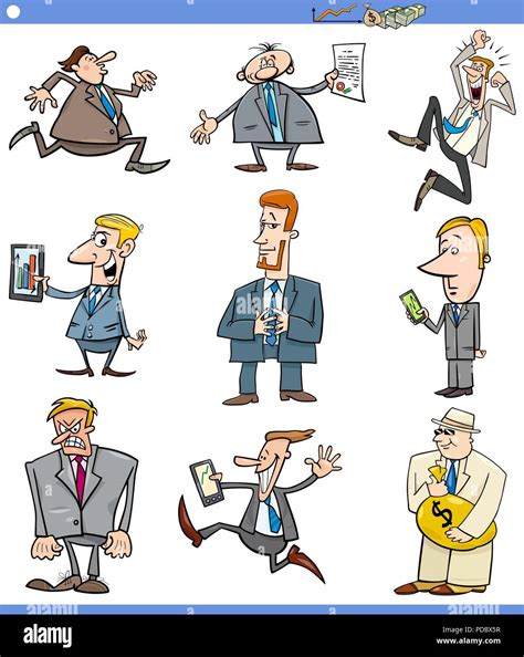 Cartoon Illustration Of Businessmen Characters Set Stock Vector Image