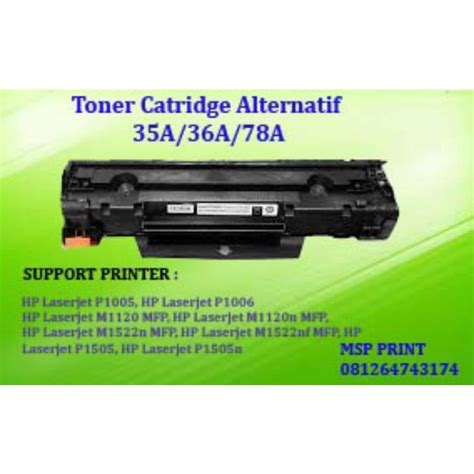 Jual Toner Cartridge Compatible 35a 36a 78a For Printer Hp Laserjet P1005 P1006 P1505 M1120 Mfp