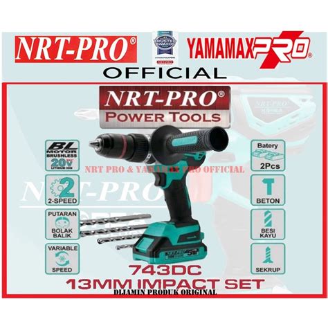 Jual Nrt Pro Dc Mesin Bor Cordless Impact Drill Mm V Brushless