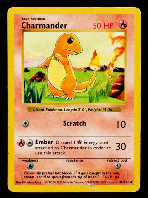 Charmander 1999 Pokemon Base Set Shadowless 46 Pristine Auction