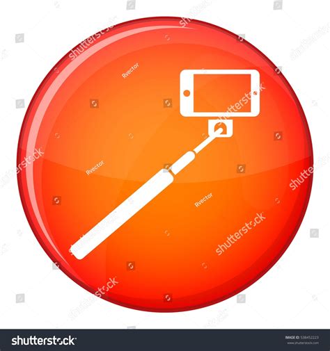 Selfie Stick Smartphone Icon Red Circle Stock Vector Royalty Free