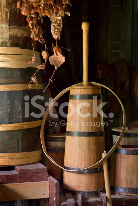 Old Fashioned Wooden Butter Churn And Barrels Stock Photos