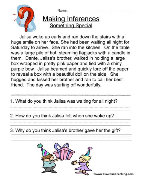 Inference Questions Worksheets