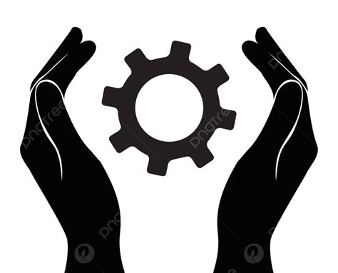 Hand Holding Gear Engineer Symbol Design Mechanical Industrial Vector