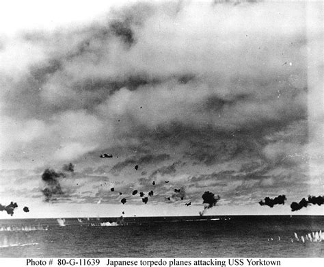 Battle Of Midway Japanese Torpedo Planes Hit Uss Yorktown 4 June 1942