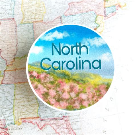 North Carolina Sticker North Carolina Round Sticker Water - Etsy Denmark