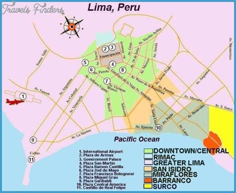 Lima Map Tourist Attractions Travelsfinderscom