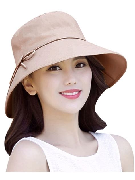 Womens Summer Uv Protection Beach Hat Big Brim Sun Hat With Fold Up